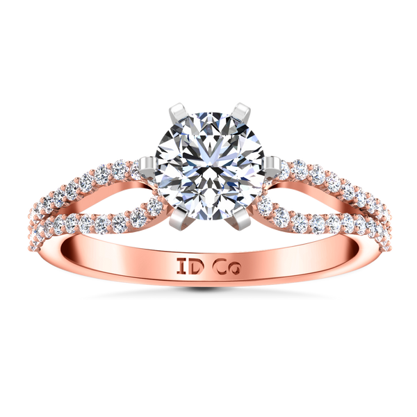 Pave Engagement Ring Tres Jolie 14K Rose Gold