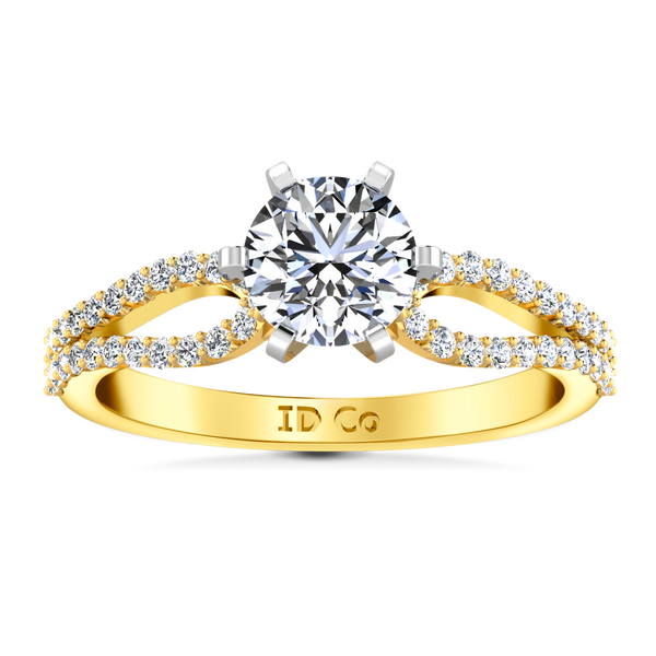 Pave Engagement Ring Tres Jolie 14K Yellow Gold