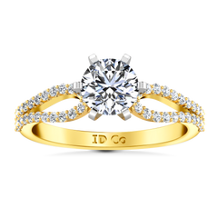 Pave Engagement Ring Tres Jolie 14K Yellow Gold
