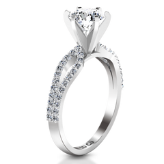 Pave Engagement Ring Tres Jolie 14K White Gold