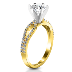 Pave Engagement Ring Tres Jolie 14K Yellow Gold