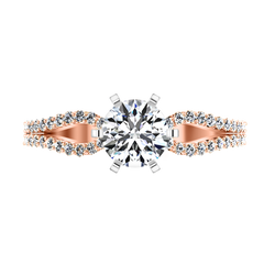 Pave Engagement Ring Tres Jolie 14K Rose Gold