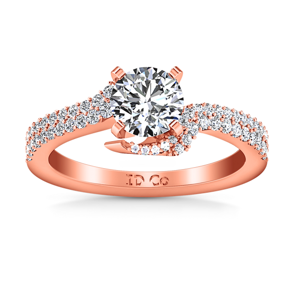 Pave Engagement Ring Amber 14K Rose Gold