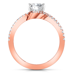 Pave Engagement Ring Amber 14K Rose Gold