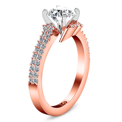 Pave Engagement Ring Amber 14K Rose Gold