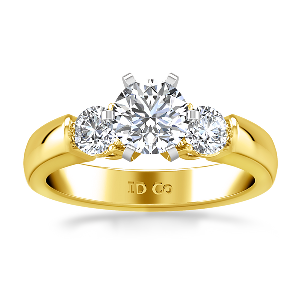 Three Stone Engagement Ring Justine 14K Yellow Gold