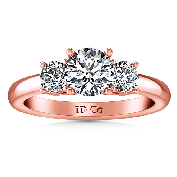 Three Stone Engagement Ring Classic 14K Rose Gold