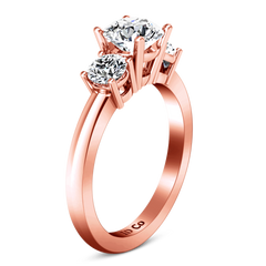 Three Stone Engagement Ring Classic 14K Rose Gold