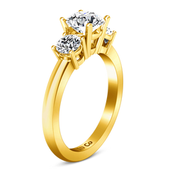 Three Stone Engagement Ring Classic 14K Yellow Gold