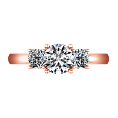 Three Stone Engagement Ring Classic 14K Rose Gold