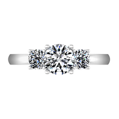 Three Stone Engagement Ring Classic 14K White Gold