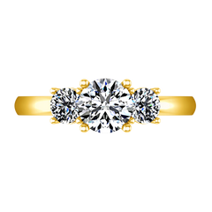 Three Stone Engagement Ring Classic 14K Yellow Gold