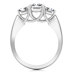Three Stone Engagement Ring 4 Prong Lattice 14K White Gold