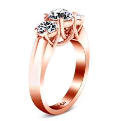 Three Stone Engagement Ring 4 Prong Lattice 14K Rose Gold