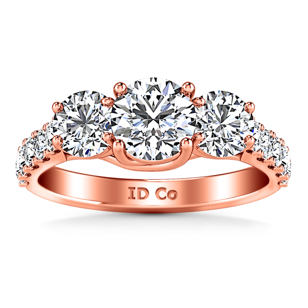 Three Stone Engagement Ring Victoria 14K Rose Gold