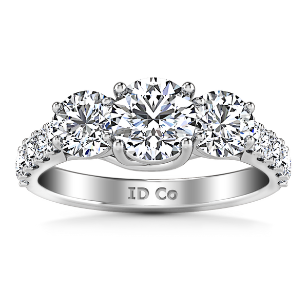 Three Stone Engagement Ring Victoria 14K White Gold