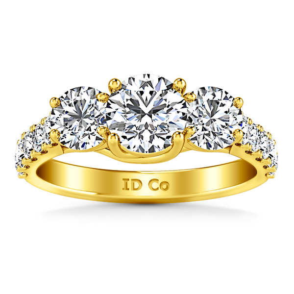 Three Stone Engagement Ring Victoria 14K Yellow Gold