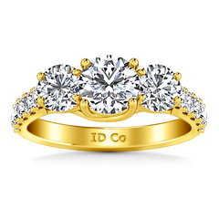 Three Stone Engagement Ring Victoria 14K Yellow Gold