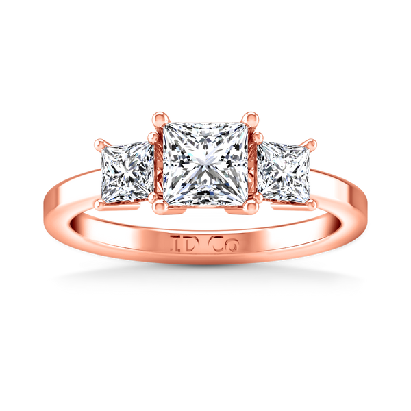 Three Stone Engagement Ring Adonna 14K Rose Gold