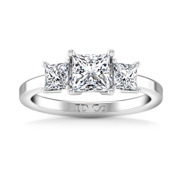 Three Stone Engagement Ring Adonna 14K White Gold