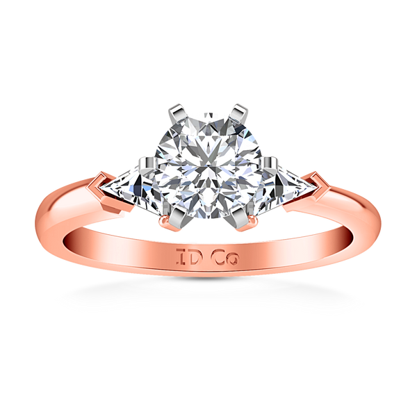 Three Stone Engagement Ring Miranda Trilliant 14K Rose Gold