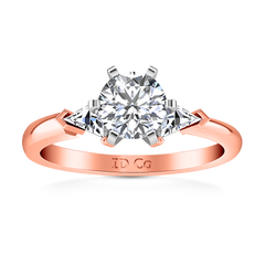 Three Stone Engagement Ring Miranda Trilliant 14K Rose Gold