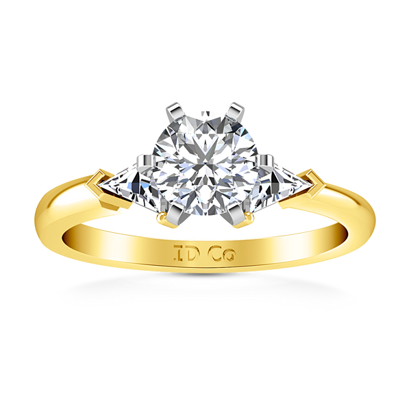 Three Stone Engagement Ring Miranda Trilliant 14K Yellow Gold