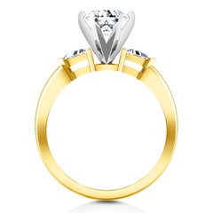 Three Stone Engagement Ring Miranda Trilliant 14K Yellow Gold
