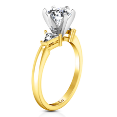Three Stone Engagement Ring Miranda Trilliant 14K Yellow Gold