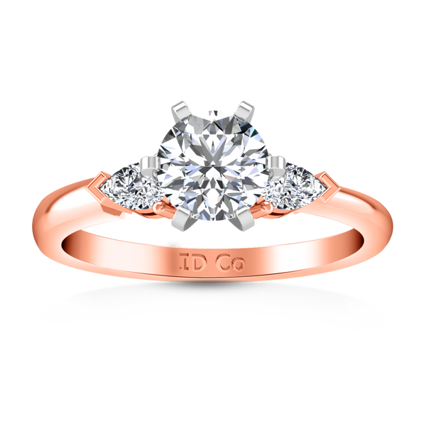 Three Stone Engagement Ring Eliza Pear Shape 14K Rose Gold