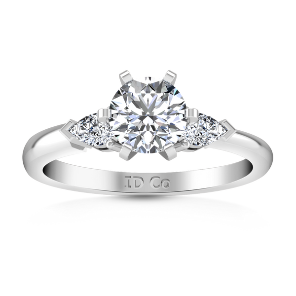 Three Stone Engagement Ring Eliza Pear Shape 14K White Gold