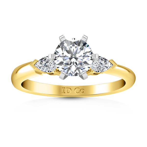 Three Stone Engagement Ring Eliza Pear Shape 14K Yellow Gold