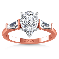 Three Stone Engagement Ring Tapered Baguette 14K Rose Gold