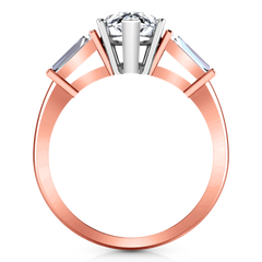 Three Stone Engagement Ring Tapered Baguette 14K Rose Gold