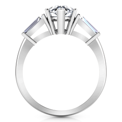 Three Stone Engagement Ring Tapered Baguette 14K White Gold