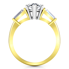 Three Stone Engagement Ring Tapered Baguette 14K Yellow Gold