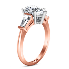 Three Stone Engagement Ring Tapered Baguette 14K Rose Gold