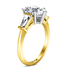 Three Stone Engagement Ring Tapered Baguette 14K Yellow Gold