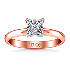 Solitaire Princess Cut Engagement Ring Comfort Fit 14K Rose Gold