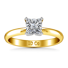 Solitaire Princess Cut Engagement Ring Comfort Fit 14K Yellow Gold