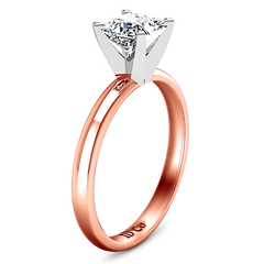 Solitaire Princess Cut Engagement Ring Comfort Fit 14K Rose Gold