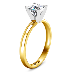 Solitaire Princess Cut Engagement Ring Comfort Fit 14K Yellow Gold