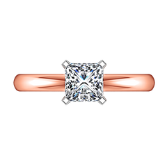 Solitaire Princess Cut Engagement Ring Comfort Fit 14K Rose Gold