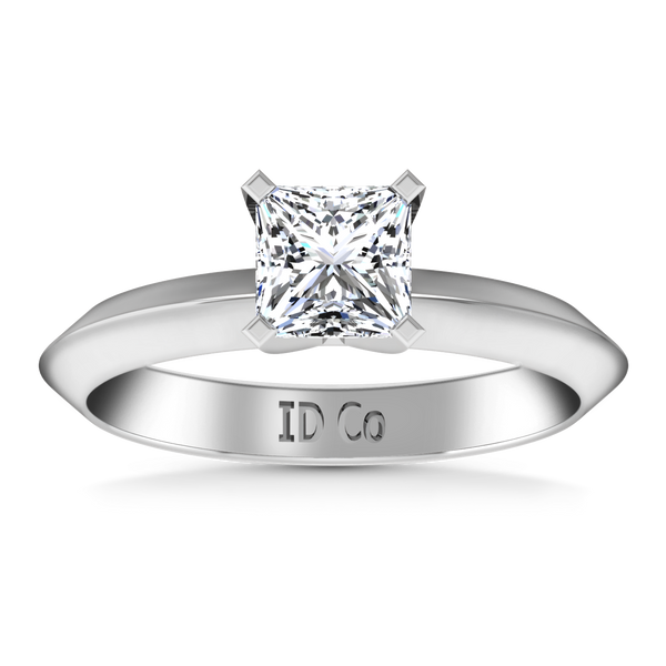 Solitaire Engagement Ring Knife Edge Princess Cut Diamond 14K White Gold