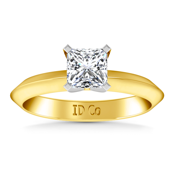 Princess Cut Solitaire Engagement Ring Fitted Band 3.00 mm Wide 14K Yellow  Gold 0.50 carat total weight (Ring Size 6) (G, SI) : Amazon.co.uk: Fashion