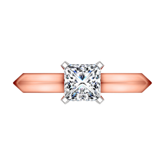 Solitaire Engagement Ring Knife Edge Princess Cut Diamond 14K Rose Gold