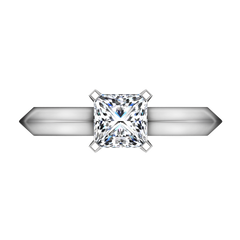 Solitaire Engagement Ring Knife Edge Princess Cut Diamond 14K White Gold