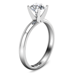 Solitaire Engagement Ring Comfort Fit Round Diamond 14K White Gold