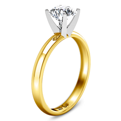 Solitaire Engagement Ring Comfort Fit Round Diamond 14K Yellow Gold