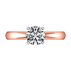 Solitaire Engagement Ring Comfort Fit Round Diamond 14K Rose Gold